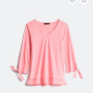Sanctuary Sylvia Tie Sleeve Tee in Rosehip Pink V-Neck Top with Bow Sleeves